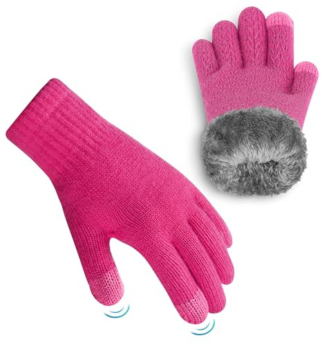 ineepor Unisex Handschuhe Kinder Fleece für Jungen Mädchen - Touchscreen Thermo Winter Kinderhandschuhe Warm & Gefüttert, Wolle Strickhandschuhe Flauschig Kuschelig für 3-12 Jahre