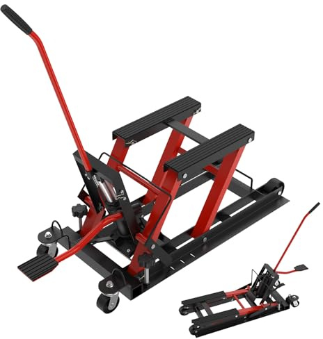 ACXIN sollevatore idraulico per moto, piattaforma sollevatore moto fino a 680 kg, regolabile in altezza, cavalletto di montaggio per auto per la manutenzione di moto, ATV e quad, adatto per garage e