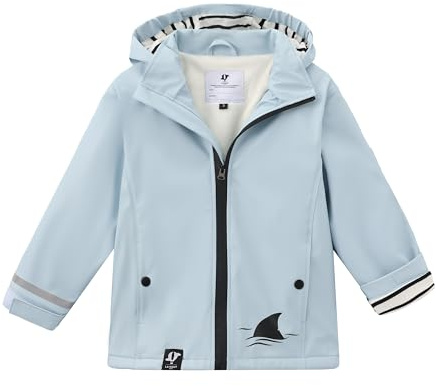 La-haut kids Manteau Imperméable unisexe fille garçon avec Doublure Rayée sur capuche, intérieur polaire fleece, Fermeture Éclair, style ciré marin (FR/ES, Âge, 5 ans, Taille normale, Bleu)