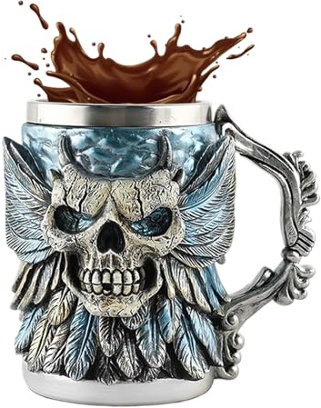 Krmoau Chopes À Bière Pour Hommes | Verre Cocktail Tête De Mort | Gobelet D'eau Réutilisable 500 ml Pour Décoration À La Maison, Au Restaurant, Pour Anniversaire, Entre Amis, En Voyage Routier Et