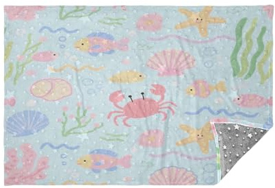 Coperta da viaggio leggera in morbida flanella color pastello con stelle che si illuminano al buio, 165 x 140 cm