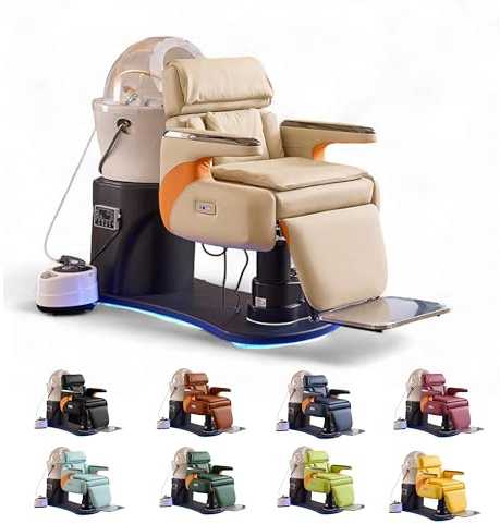 Japan Head Spa - Fauteuil 4 en 1 - Lavage Cheveux, Coloration, Head Spa, Coiffure - Matelas Confort 14cm - Vasque Céramique - Arrivée Eau - Installation Facile - Matériel professionnel – Garantie 1 an