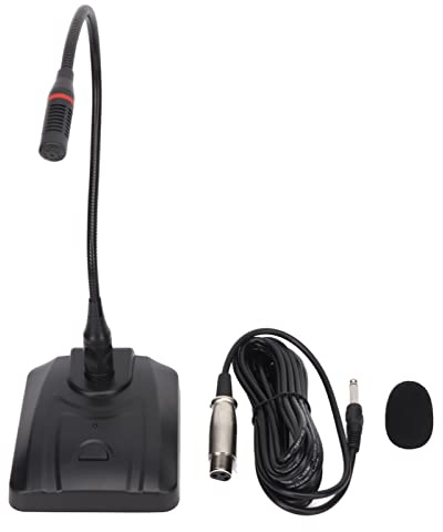 WUGHVS Microfono a condensatore a collo di cigno, microfono cablato a collo di cigno da tavolo con cavo di collegamento da 6,35 mm, testa microfonica pickup professionale per conferenze