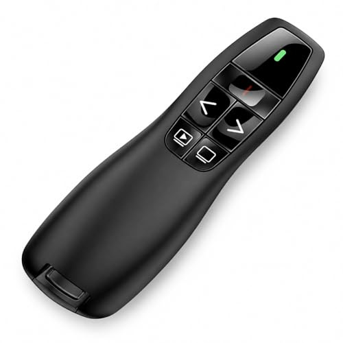 YFYWINSH Ergonómico Control remoto Computadora Powerpoint, 2.4GHz con receptor USB indicador rojo,Presentación Clicker Zapette Powerpoint Puntero Slide Presentador Inalámbrico para PC
