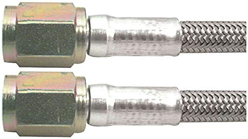 Allstar Performance AN Hose Assembly, 18 in Long, 3 AN Hose, 3 AN Straight Female to 3 AN Straight Female, Braided Stainless, PTFE Lined, Each
