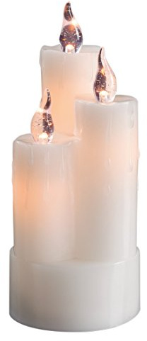 hellum LED Wachskerzen Kombination, weiße LED Kerzen flackernde Flamme | Kerzen mit Batterie (2xAA, nicht inkl.) warmweiß 8x20cm ØxH, Weihnachtsbeleuchtung Deko, Kerzen Echtwachs 571936