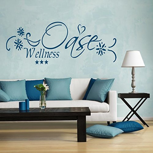 XXL Türaufkleber Wandtattoo Wellness Oase fürs Badezimmer WC 72021-150x58 cm, Beschriftung, Wandaufkleber Aufkleber für die Wand, Tapetensticker aus Markenfolie, 32 Farben wählbar