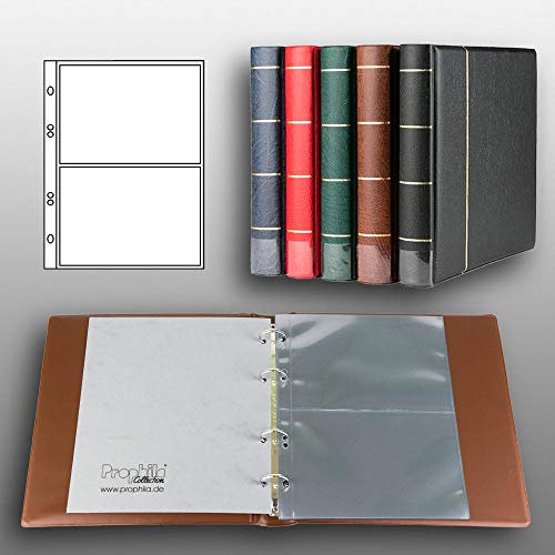 Prophila Collection Postkarten-Album (braun) mit 20 Hüllen für 40 Postkarten