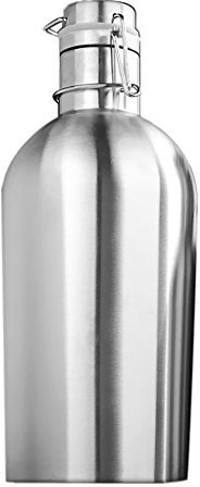 Growler de Cerveza con Tapa Oscilante, Acero Inoxidable, Botella de Elaboración de Cerveza, Plateado, tal como se describe, 2L