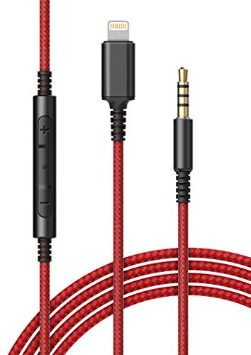Thore Replacement Headphone Cable with iPhone Lightning Connector (3.5mm) Audio Aux Cord with Mic & Volume Control Remote (Compatible with Beats/Sony/Sennheiser and Audio Tech) (Apple MFi Certified)