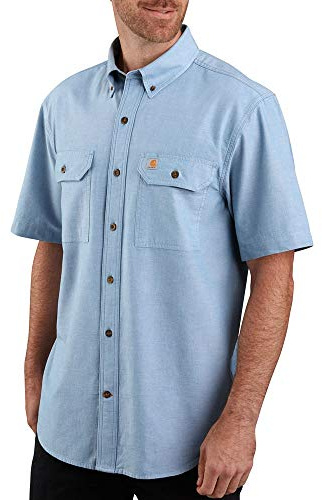 Carhartt Herr lös passform mellanvikt Chambray kortärmad skjorta, Blå Chambray, L
