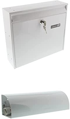 Burg-Wächter Anlagenbriefkasten, A4 Einwurf-Format, Verzinkter Stahl, Potsdam 877 W, Weiß + Zeitungsbox, Beidseitig verwendbar, Metall,Vario 820 W, Weiß
