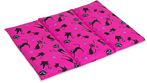 GIRAFFENLAND Johanniskernkissen groß 40x30cm - 3-Kammer - Katzen-pink - Wärmekissen - Körnerkissen