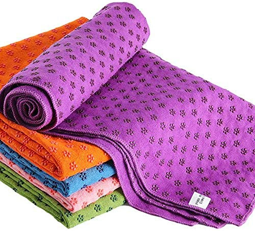 Ivy Yoga Handtuch rutschfest - Mikrofaser Yogatuch schnelltrocknend - Yogahandtuch Antirutsch ideal für Matte,Hot Yoga, 183 x 61 cm, Violett