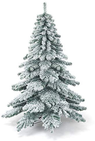 COSTWAY Arbol de Navidad Nevado 180cm, Árbol de Navidad Verde con Nieve, 657 Agujas de PVC, Soporte de Metal, Arvore de Natal Hogar Oficina Fiesta (180 cm)