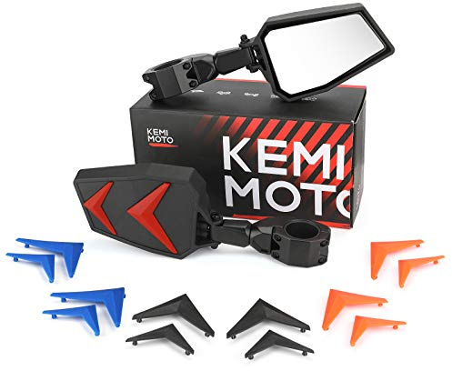 KEMIMOTO, Espejos laterales compatibles UTV con retrovisores Polaris RZR Talon Can Am, funciona con jaula de barra antivuelco de 4,5 a 5 cm, Negro, azul, rojo y naranja