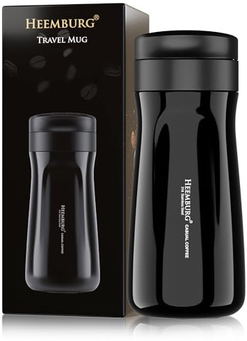 HEEMBURG Travel Mug Kaffeebecher to Go | Thermobecher | Coffee to Go Becher aus Edelstahl mit Doppelwand Isolierung | Isolierbecher | hält 6h heiß | 100% dicht | auslaufsicher für Kaffee oder Tee