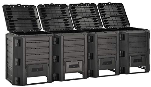 vidaXL Gartenkomposter Witterungsbeständig Komposter Thermokomposter Schnellkomposter Kompostbehälter Kompost Behälter Schwarz 1600L