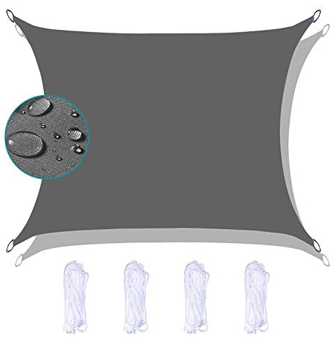 FFDL Vela Ombreggiante 2X5M, Impermeabile Tenda a Vela Om Bregg Lante Resistente a Strappi Compreso Corda di Fissaggio Varie Dimensioni per Piscine Grigio Scuro