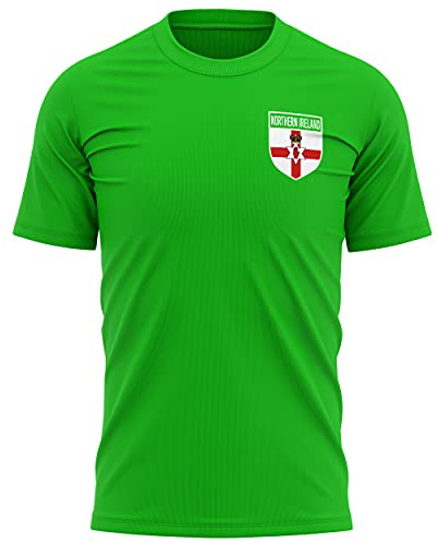 Northern Ireland Football Shirt - Mens Northern Ireland Retro Flag Badge T Shirt - Football European Country 2021 2020 Supporters Green Tee Him - Irish Tournament Footy Soccer Top, S, Irish Green