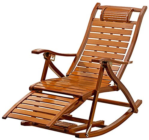 Lsoiup Faltbarer Holz-Chaiselongue-Schaukelstuhl-Veranda-Rocker-Sonnenliege im Freien