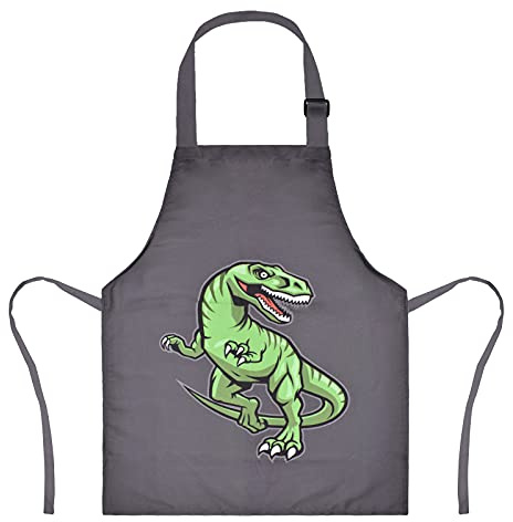 XonyiCos Kinder Jungen Dinosaurier Schürze mit Taschen, Mädchen Schürzen zum Kochen, Malen, Küchenchef Schürze für Kinder 3-12 Jahre