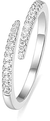 Zakk Ringe Damen Rosegold Silber Gold Vorsteckring Schmal Offen Zirkonia Ewigkeit Verlobungsringe Eheringe Partnerring Freundschaftsringe (Silber,57 (18.1))
