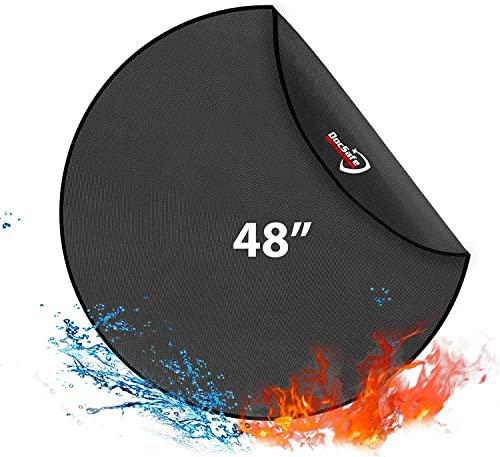 Feuerschale Matte Hitzeschutzmatte Rund Feuerfeste BBQ Grills Matte 48 ''(122cm) Splatter Protector Pad für Boden,Terrasse, Deck,Rasen,Camping,Faltbare Wasserbeständige Feuerstelle Zubehör