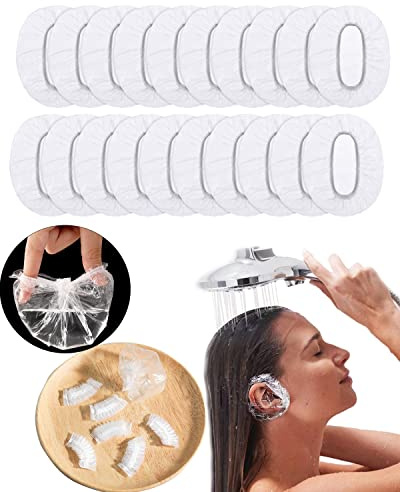 MUFEKUM Einweg-Ohrenschützer, 100 Stück, transparent, wasserdicht, PE, Einheitsgröße, Uni, Erwachsene & Kinder, Dusche, Baden, Haarfärbemittel, Salon-Behandlung