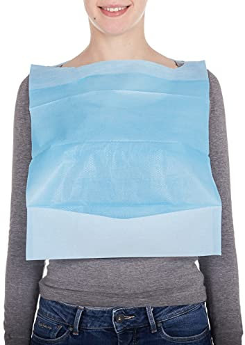 Areso Bavaglini Usa e Getta per Adulti 100 pezzi Resistente e Impermeabile con Tasca Raccogli Residui, Bavaglio Ideali per gli Anziani