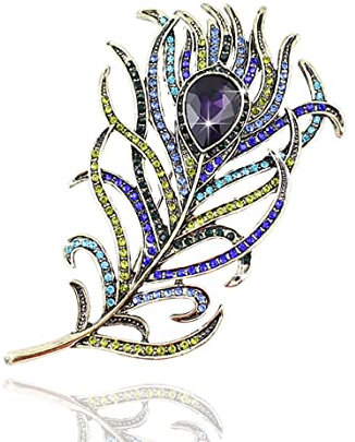 MAYIYAHO Neuankömmling Große Frauen Vintage Feder Bronze Brosche Pin Antik Gold Kristall Strass Metall Schmuck Accessoire