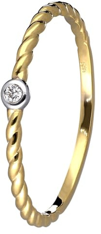 trendor Damen Brillantring Gold 585/14K Diamantring 41566 | wunderschöner Ring aus Echtgold für Frauen, zauberhafter Damenring