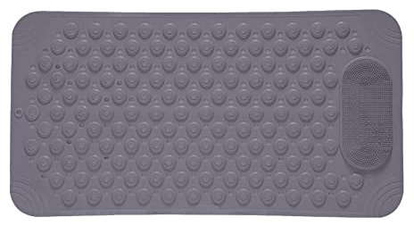 Foot Scrubber Shower Mat With Pumice Feet Scrub Stone Bathtub Mat With Antislip Suction Cups And Drain Holes Non Slip Bath Mat With A Pumice Stone For Feet Massage Beach Towels for Adults (Grey, A)