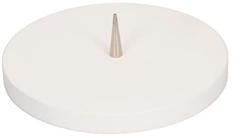 Butzon & Bercker Schmuckleuchter Holz Weiß - Kerzenhalter mit Messingdorn | Hochwertiger Buchenholz-Leuchter für Kerzen bis Ø 14 cm, ideal für Taufe, Kommunion oder Hochzeit, edles Design
