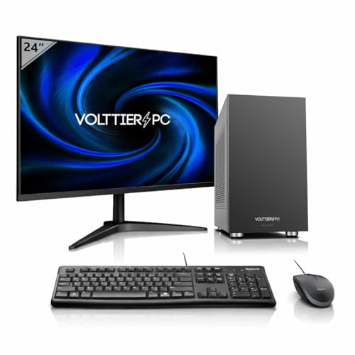VolttierPC – PC Sobremesa Completo AMD Ryzen 5 5600GT | 16GB RAM | 500GB SSD NVMe | Radeon Vega 7 | WiFi 6 + Bluetooth 5.2 | Windows 11 Pro | Monitor 24 120Hz | Teclado y Ratón | PC Oficina y Trabajo