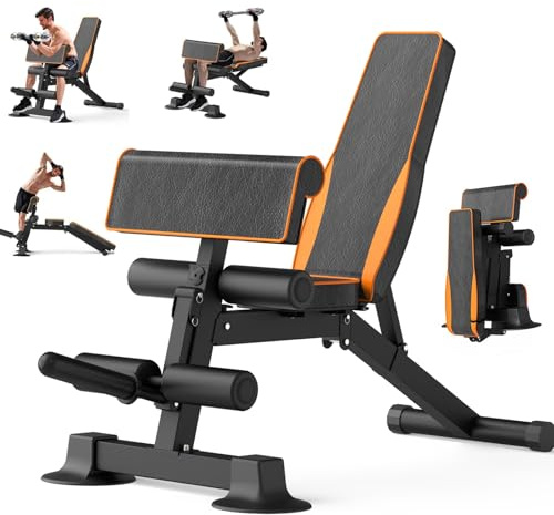 Z ZHICHI Verstellbare Hantelbank, multifunktionale Trainingsbank für Zuhause, Fitnessstudio, faltbare Schrägbänke für Ganzkörpertraining, 299 kg