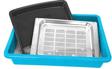 simpa Sky Blue Large Plastic Rectangular Deep BBQ, Grill Rack Soaking & Cleaning Tray - 13cm (H) x 64cm (L) x 49cm (W)