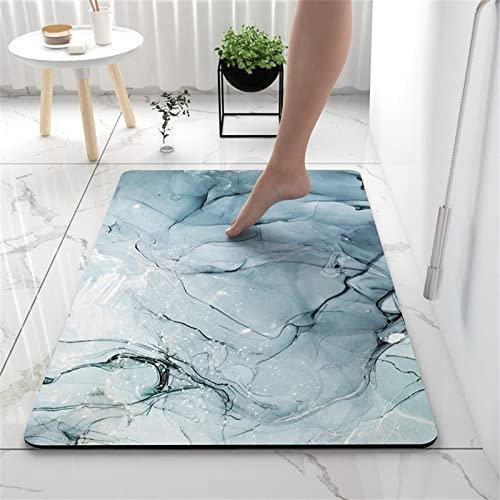 Badezimmerteppich, Badematte Rutschfest, 80x150cm Bad Teppich LäUfer, Duschmatte, Badteppich Badvorleger Rutschfest Waschbar, Antirutschmatte Dusche, Teppich Badezimmer, Bathroom Bath Mat, Blau