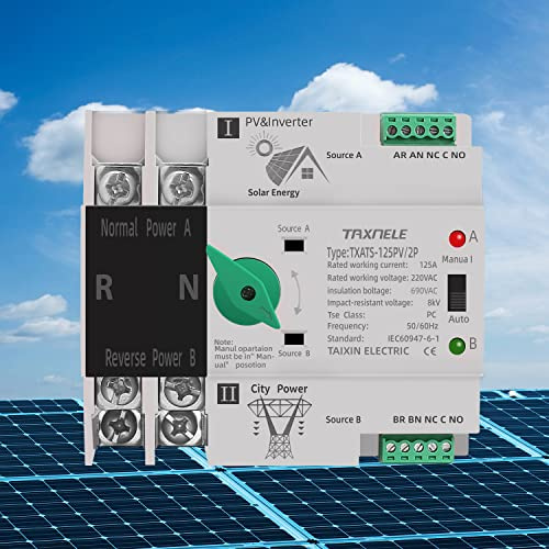 Interruttore di trasferimento automatico a doppia alimentazione Alimentazione ininterrotta 2P 63A 100A 125A Commutatore automatico fotovoltaico Interruttore a levetta ATS PV Solar Inverter UPS (100A)