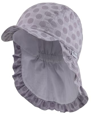 Sterntaler Schirmmütze mit Nackenschutz Punkte - Baby Mütze gefüttert mit Baumwolle - Schirmmütze Mädchen mit Aufdruck UV 50+ - Sonnenkappe aus Baumwolle