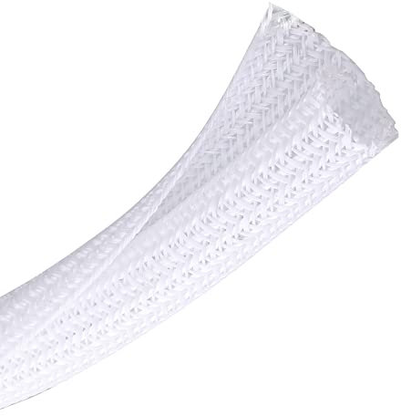 CrocSee 10ft - 1.25 inch Braided Cable Management Sleeve Cord Protector - Self-Wrapping Split Wire Loom for TV/Computer/Home Theater/Engine Bay - White