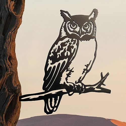 OULYDEKO Eulen-Gartendekoration, Metall-Vögel, Hof-Dekoration, Eulen-Wanddekoration, Geschenke, Wandkunst, Ostern, Outdoor-Dekorationen, Hofkunst, Outdoor-Baumdekoration, Garten-Silhouette,