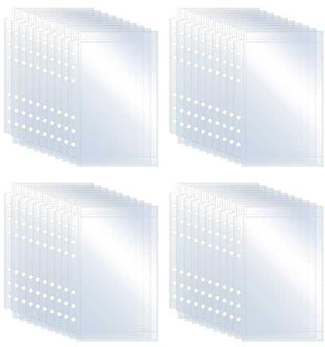 40 Pieces A6 Binder Pockets,Clear Plastic Binder Inserts for Credit Card Photos,Budget Sheet Protector Sleeves with 6 Holes,Waterproof Refill Pockets with Top Loading Paper Protector for 6 Ring Binder