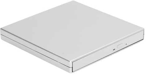 Externes DVD Laufwerk, Tragbarer USB 2.0 DVD Player für CD ROM Brenner, Ultradünner Optischer Disc Treiber für Laptop Desktop PC (Silver)