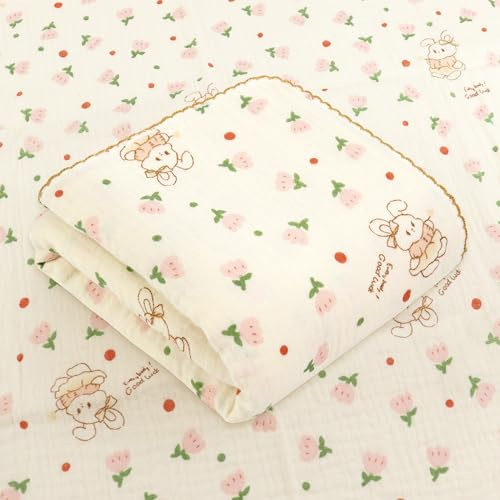 Hivia Musselin Babydecke 2-lagig Sommer 110x100cm Baumwolle Häschen