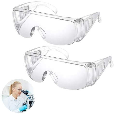 NVTEGR 2 Pcs Protective Glasses, Safety Glasses, Transparent Safety Goggles, Protective Goggles Anti Splash Anti Scratch And Dust Proof Suitable For Construction Outdoor Laboratory Chemistry Class