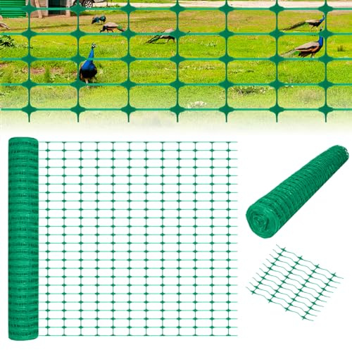 ACXIN stängsel 1 x 30 m, skyddsnät, maskstorlek 75 x 35 mm (L x H) stängsel, fjäderfänät, begränsningsstaket, hundstaket, varningsnät för trädgård, byggplats, bondgård, utan klämning, grön, 1 rulle