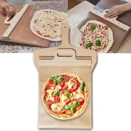 UNOOSO Sliding Pizza Peel, Wood Pizza Spatula, Pizza Peel Slider That Transfer Pizza Perfectly, Non Stick Pizza Slider, Pizza Oven Accessory for Easy Cleaning (21.65 * 13.77in)