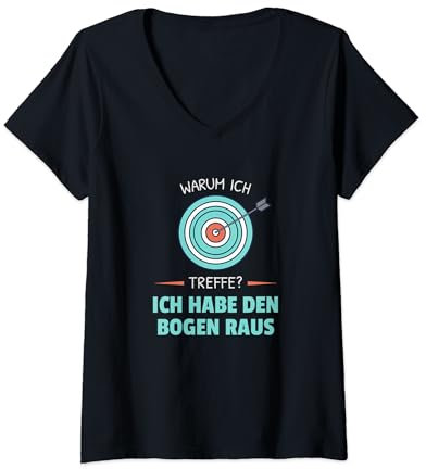 Damen Bogenschießen Bogenschütze Bogensport Pfeil Bogen Geschenk T-Shirt mit V-Ausschnitt