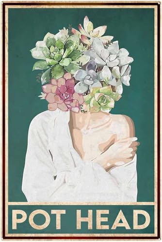 kisoyo Metal Signs Funny Pot Head, Flower Head Signs, Gardening Wall Decor, Gardening Gift, Plant Signs, Herbology Signs, Gardening Decor, Houseplant Signs-3 Metal Sign 8x12 Inch